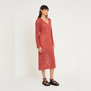 Chic Long Sleeve Knit Dress in Rust